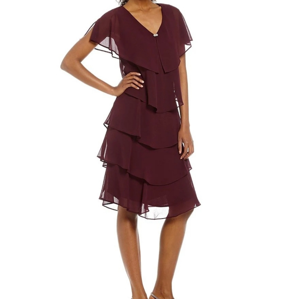 Elegant Burgundy Layered Dress